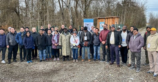 The tour group of the Sauerbrunn hydropower plant in Austria, Nov 2024.